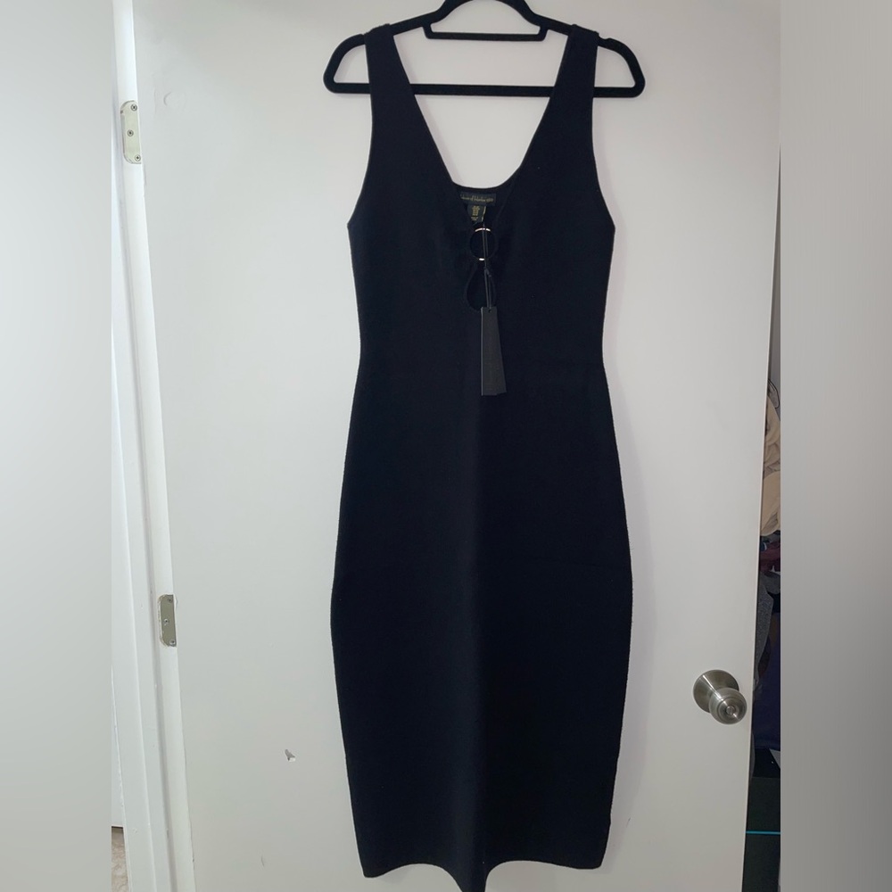 NWT House Of Harlow 1960 Black Midi Sleeveless Luxe Essentials Dress Size M ⭐️